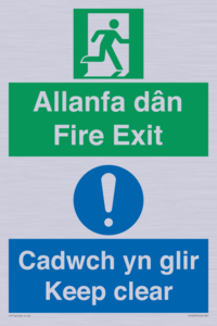 CB16437: Welsh English Bilingual Allanfa dân Cadwch yn glir / Fire exit Keep clear