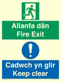 CB16437: Welsh English Bilingual Allanfa dân Cadwch yn glir / Fire exit Keep clear