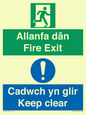 CB16437: Welsh English Bilingual Allanfa dân Cadwch yn glir / Fire exit Keep clear