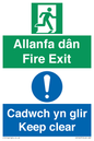 CB16437: Welsh English Bilingual Allanfa dân Cadwch yn glir / Fire exit Keep clear