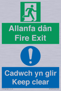 CB16437: Welsh English Bilingual Allanfa dân Cadwch yn glir / Fire exit Keep clear