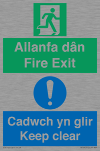 CB16437: Welsh English Bilingual Allanfa dân Cadwch yn glir / Fire exit Keep clear