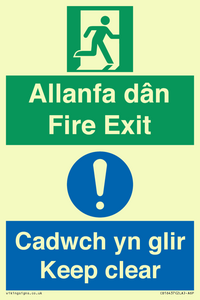 CB16437: Welsh English Bilingual Allanfa dân Cadwch yn glir / Fire exit Keep clear