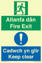 CB16437: Welsh English Bilingual Allanfa dân Cadwch yn glir / Fire exit Keep clear