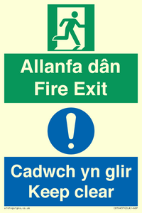 CB16437: Welsh English Bilingual Allanfa dân Cadwch yn glir / Fire exit Keep clear