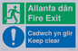 CB16437: Welsh English Bilingual Allanfa dân Cadwch yn glir / Fire exit Keep clear