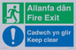 CB16437: Welsh English Bilingual Allanfa dân Cadwch yn glir / Fire exit Keep clear