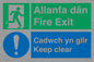 CB16437: Welsh English Bilingual Allanfa dân Cadwch yn glir / Fire exit Keep clear