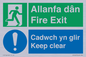 CB16437: Welsh English Bilingual Allanfa dân Cadwch yn glir / Fire exit Keep clear