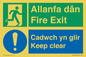 CB16437: Welsh English Bilingual Allanfa dân Cadwch yn glir / Fire exit Keep clear