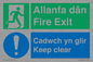 CB16437: Welsh English Bilingual Allanfa dân Cadwch yn glir / Fire exit Keep clear