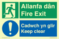 CB16437: Welsh English Bilingual Allanfa dân Cadwch yn glir / Fire exit Keep clear