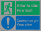 CB16437: Welsh English Bilingual Allanfa dân Cadwch yn glir / Fire exit Keep clear