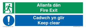 CB16437: Welsh English Bilingual Allanfa dân Cadwch yn glir / Fire exit Keep clear
