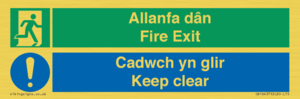 CB16437: Welsh English Bilingual Allanfa dân Cadwch yn glir / Fire exit Keep clear
