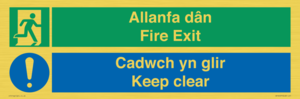 CB16437: Welsh English Bilingual Allanfa dân Cadwch yn glir / Fire exit Keep clear