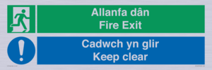 CB16437: Welsh English Bilingual Allanfa dân Cadwch yn glir / Fire exit Keep clear