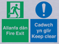CB16437: Welsh English Bilingual Allanfa dân Cadwch yn glir / Fire exit Keep clear