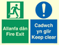 CB16437: Welsh English Bilingual Allanfa dân Cadwch yn glir / Fire exit Keep clear