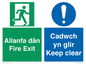 CB16437: Welsh English Bilingual Allanfa dân Cadwch yn glir / Fire exit Keep clear