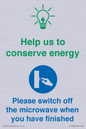CC10600: Help us to conserve energy - Please switch off the microwave