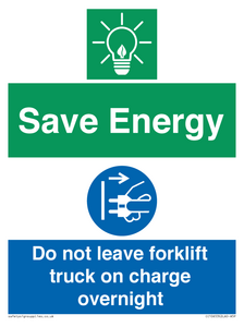 CC10653: Save Energy - Do not leave forklift truck on charge overnight