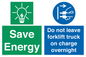 CC10653: Save Energy - Do not leave forklift truck on charge overnight