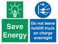 CC10653: Save Energy - Do not leave forklift truck on charge overnight