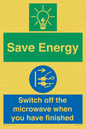 CC10707: Save energy. Switch off the microwave when you have finished