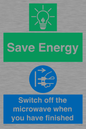 CC10707: Save energy. Switch off the microwave when you have finished
