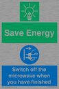 CC10707: Save energy. Switch off the microwave when you have finished
