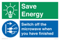 CC10707: Save energy. Switch off the microwave when you have finished