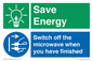 CC10707: Save energy. Switch off the microwave when you have finished
