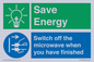 CC10707: Save energy. Switch off the microwave when you have finished