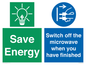 CC10707: Save energy. Switch off the microwave when you have finished