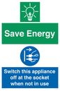 CC10711: Save Energy, Switch this appliance off at the socket when not in use