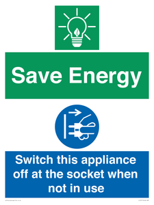 CC10711: Save Energy, Switch this appliance off at the socket when not in use