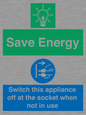 CC10711: Save Energy, Switch this appliance off at the socket when not in use