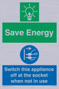 CC10711: Save Energy, Switch this appliance off at the socket when not in use