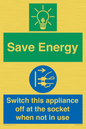 CC10711: Save Energy, Switch this appliance off at the socket when not in use