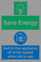 CC10711: Save Energy, Switch this appliance off at the socket when not in use