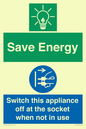 CC10711: Save Energy, Switch this appliance off at the socket when not in use