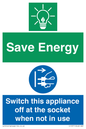 CC10711: Save Energy, Switch this appliance off at the socket when not in use