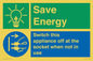 CC10711: Save Energy, Switch this appliance off at the socket when not in use