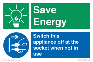 CC10711: Save Energy, Switch this appliance off at the socket when not in use