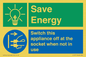 CC10711: Save Energy, Switch this appliance off at the socket when not in use