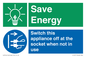 CC10711: Save Energy, Switch this appliance off at the socket when not in use