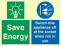 CC10711: Save Energy, Switch this appliance off at the socket when not in use