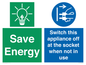 CC10711: Save Energy, Switch this appliance off at the socket when not in use
