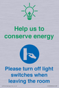 CC10729: Help us to conserve energy - Turn off light switches when leaving the room